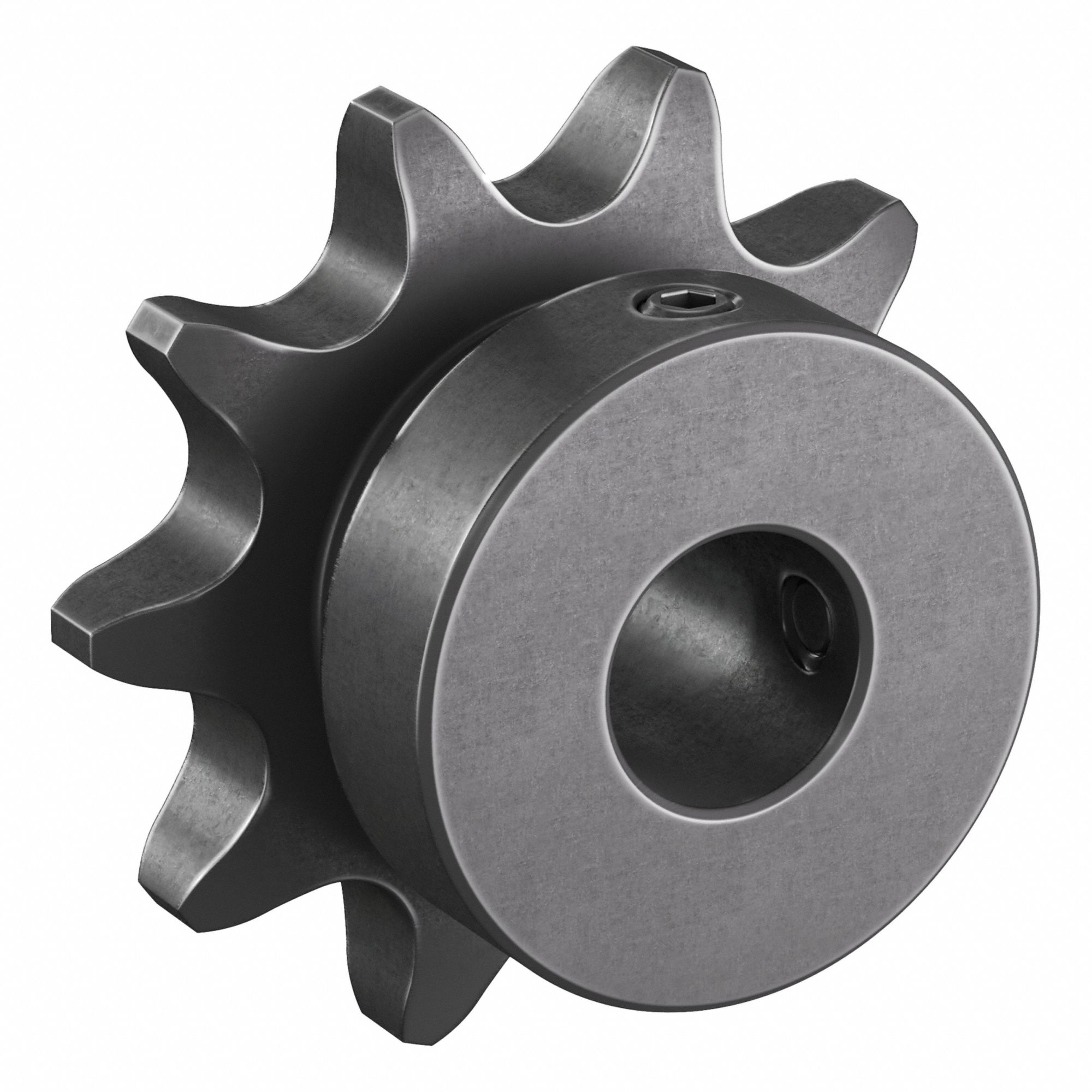 Roller Chain Sprocket: 40, For 1/2 in Chain Pitch, 1/2 in Bore Dia, 10 Teeth, Steel