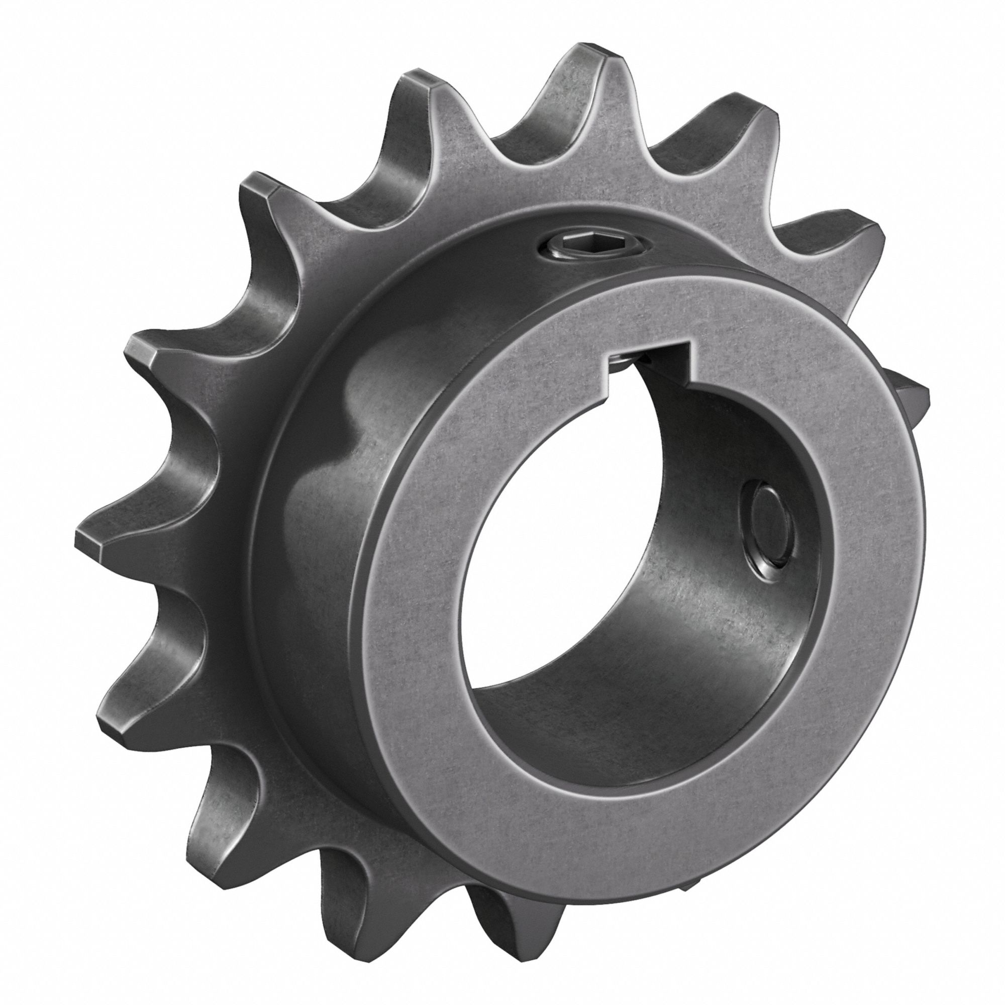 Roller Chain Sprocket: 40, For 1/2 in Chain Pitch, 1 1/8 in Bore Dia, 15 Teeth, Steel