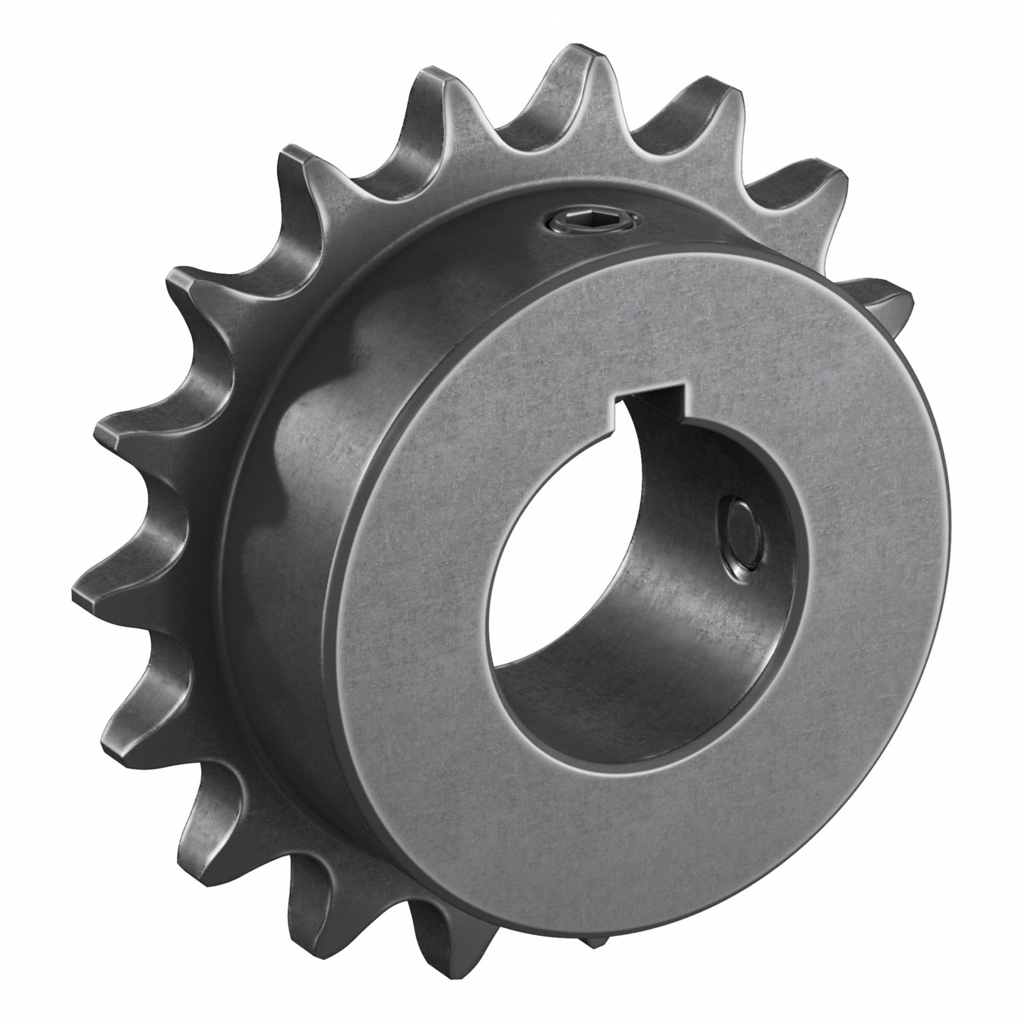 Roller Chain Sprocket: 40, For 1/2 in Chain Pitch, 1 1/8 in Bore Dia, 18 Teeth, Steel