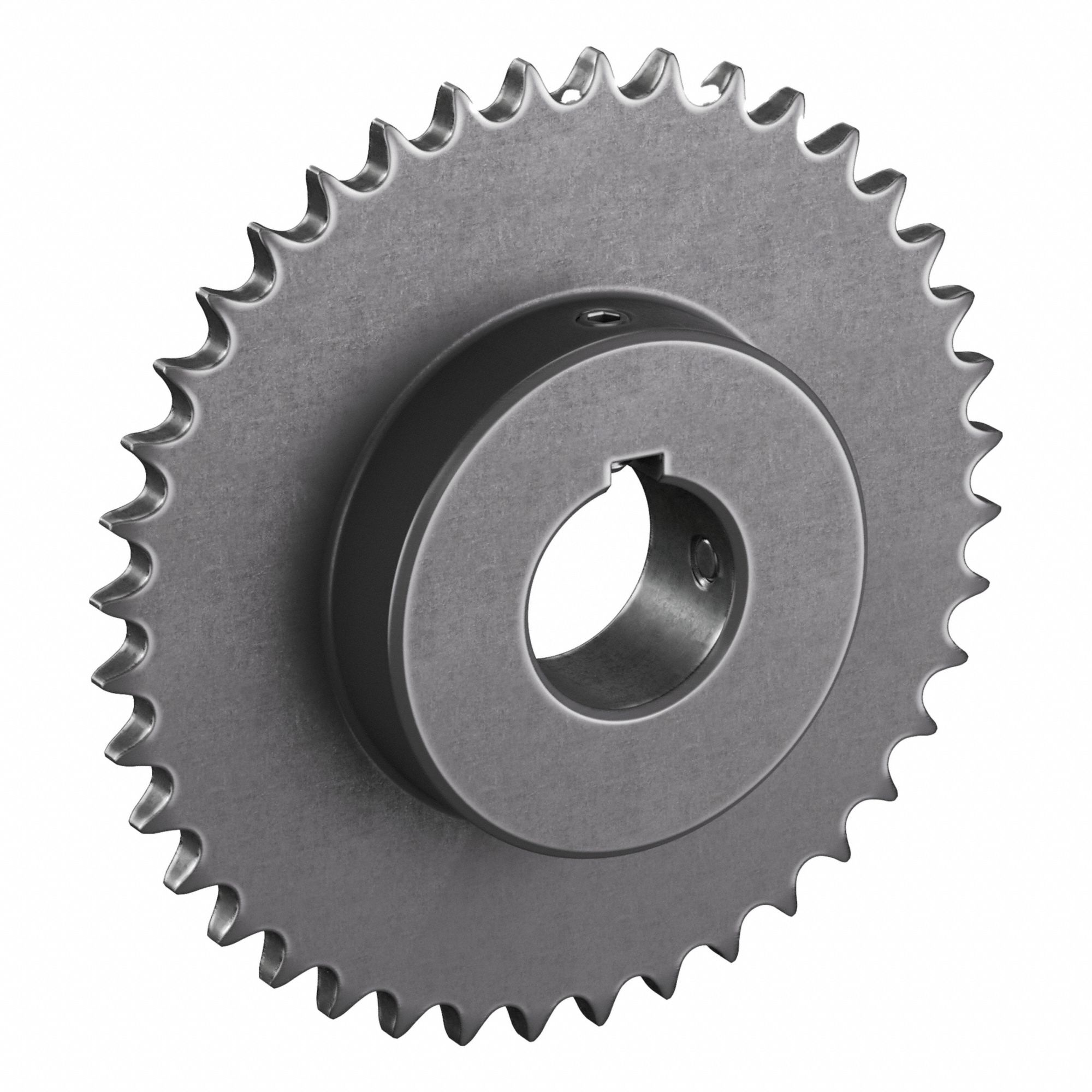 Roller Chain Sprocket: 40, For 1/2 in Chain Pitch, 1 1/2 in Bore Dia, 40 Teeth, Steel