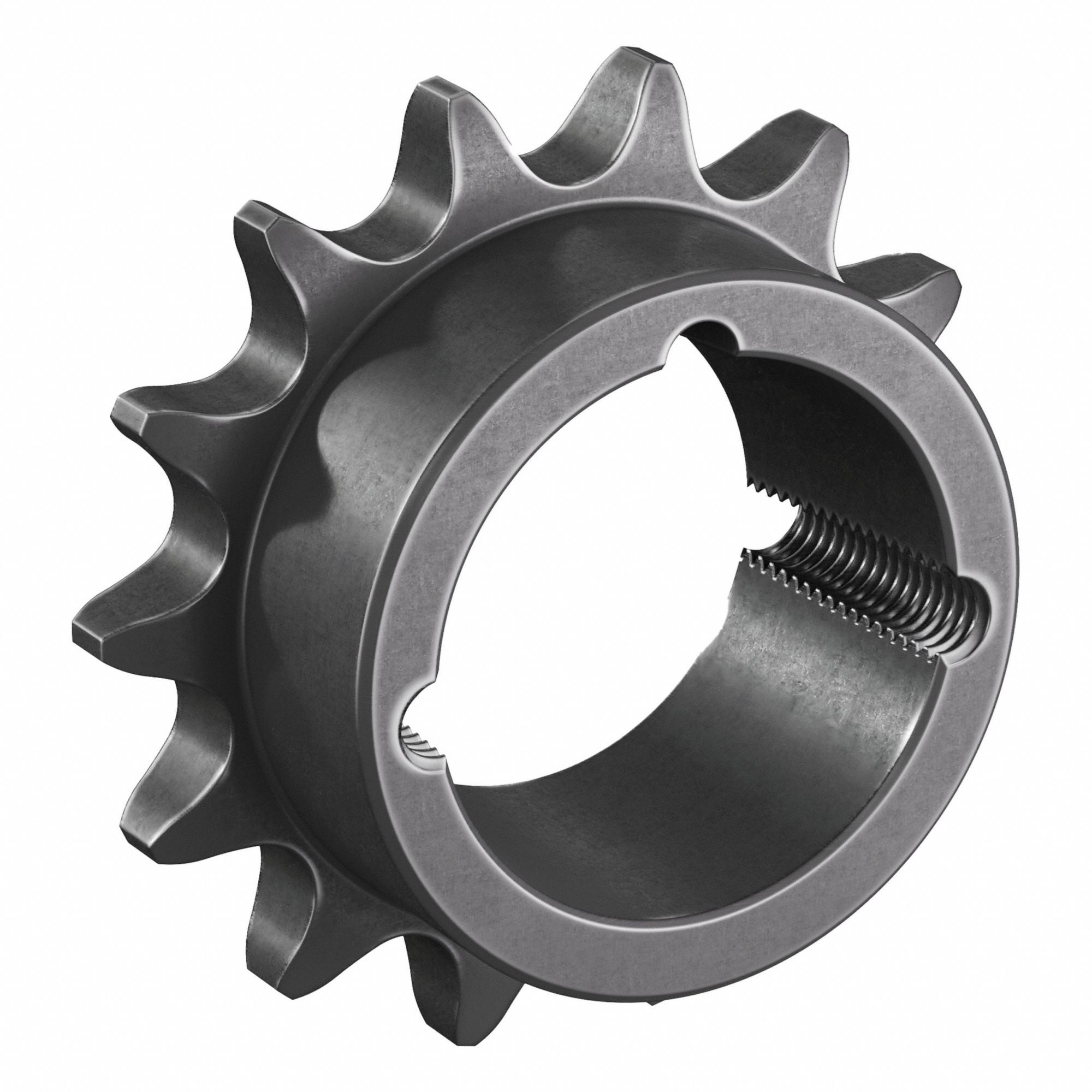 Bushed Roller Chain Sprocket: For 40 Chain, 14 Teeth, 2.247 in Pitch Dia, 2.49 in Outside Dia
