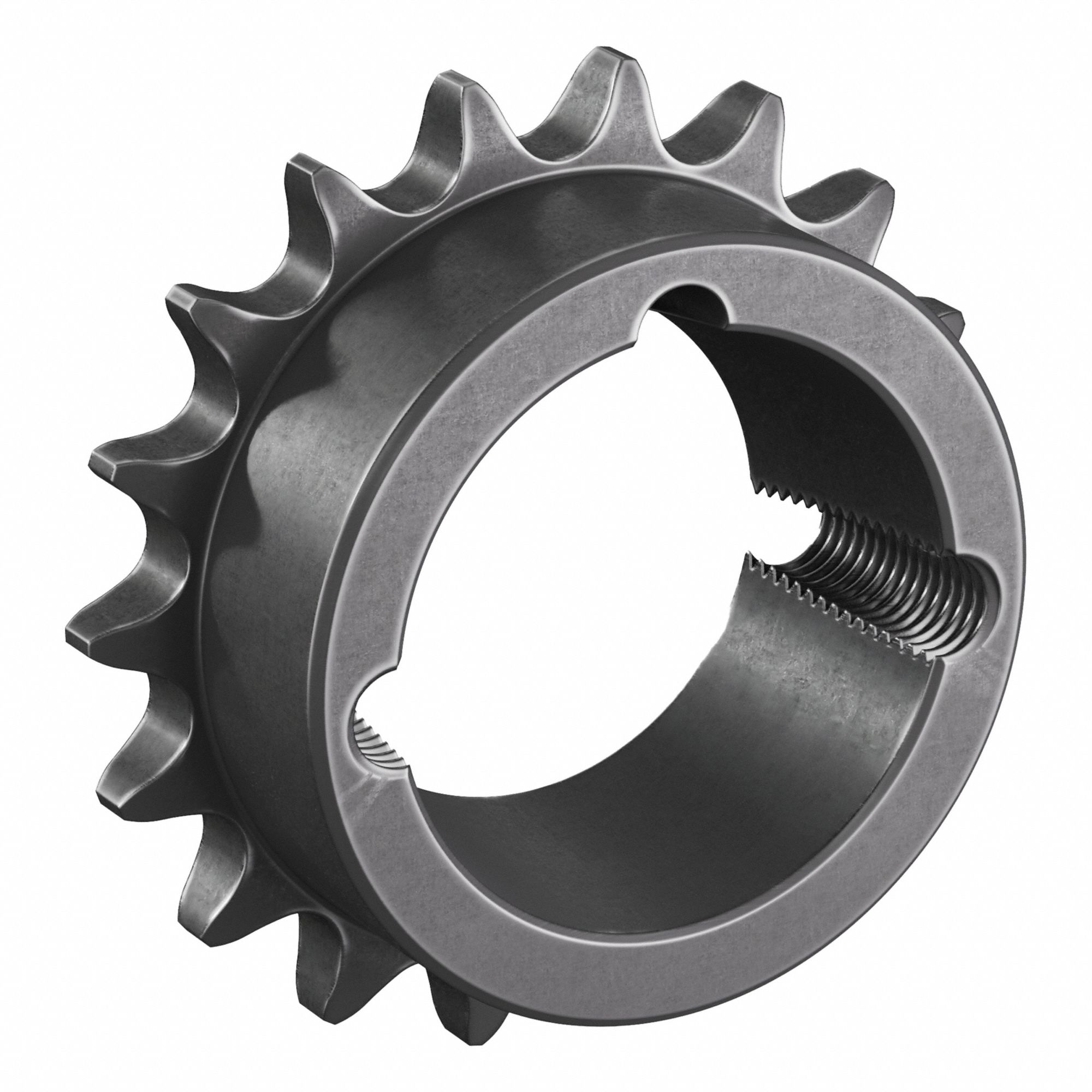 Bushed Roller Chain Sprocket: For 40 Chain, 18 Teeth, 2.879 in Pitch Dia, 3.14 in Outside Dia