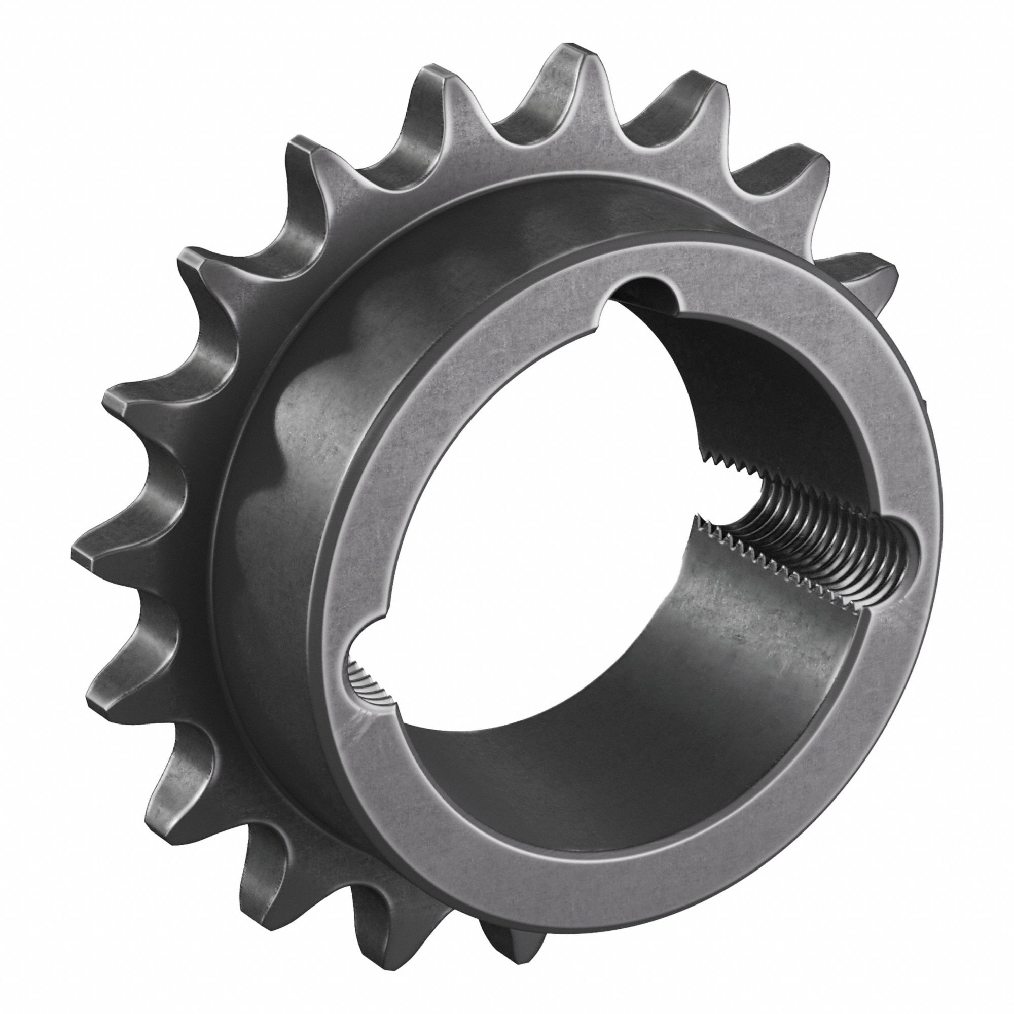 Bushed Roller Chain Sprocket: For 40 Chain, 19 Teeth, 3.038 in Pitch Dia, 3.3 in Outside Dia