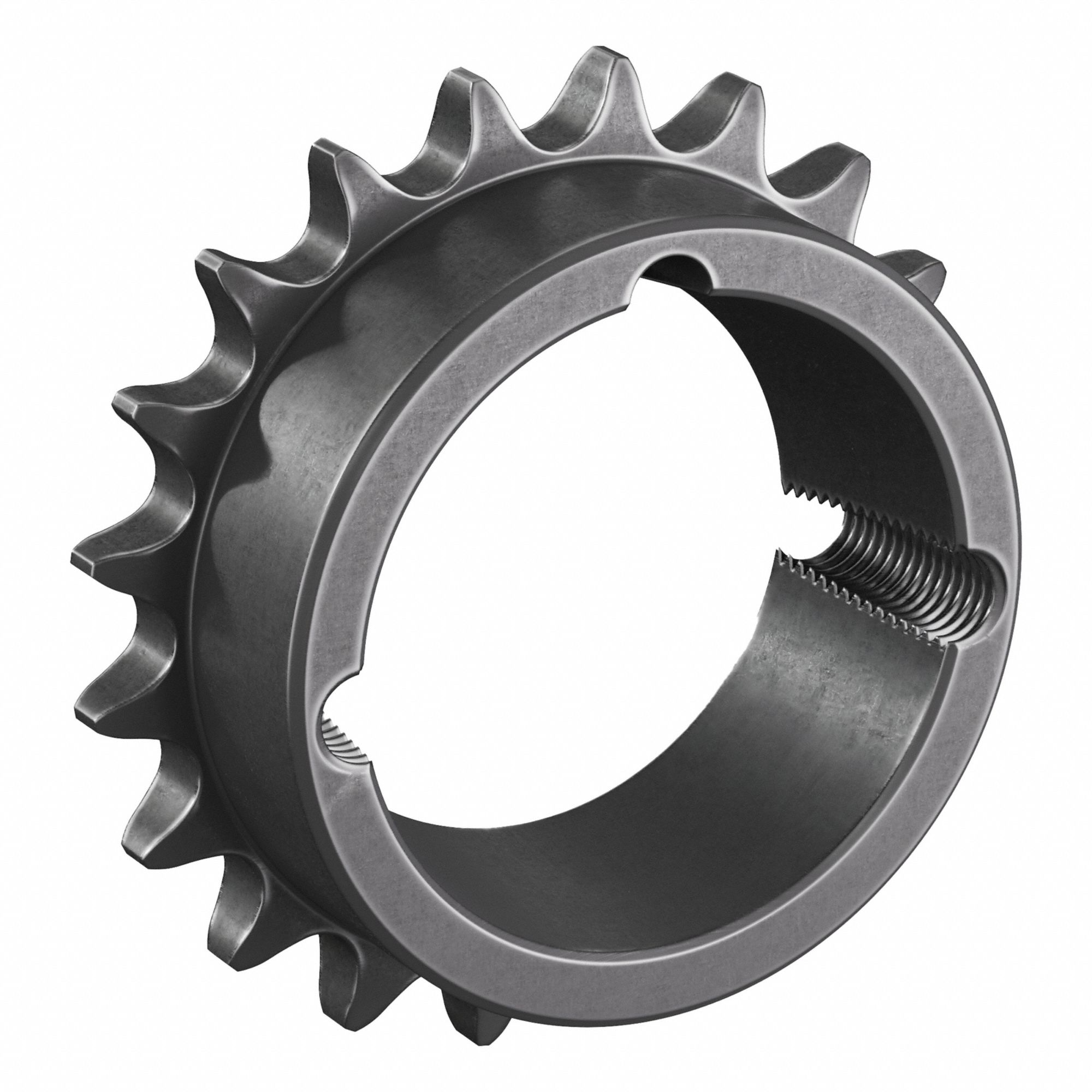 Bushed Roller Chain Sprocket: For 40 Chain, 20 Teeth, 3.196 in Pitch Dia, 3.46 in Outside Dia