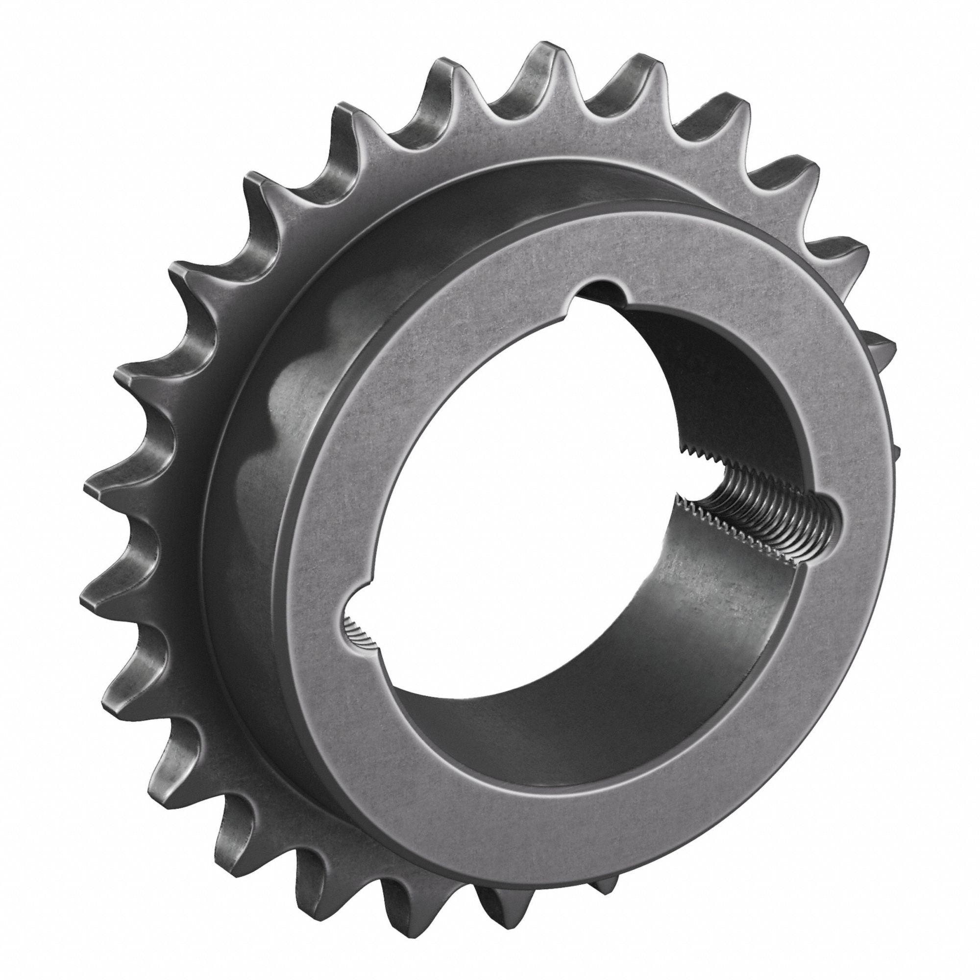 Bushed Roller Chain Sprocket: For 40 Chain, 25 Teeth, 3.989 in Pitch Dia, 4.26 in Outside Dia