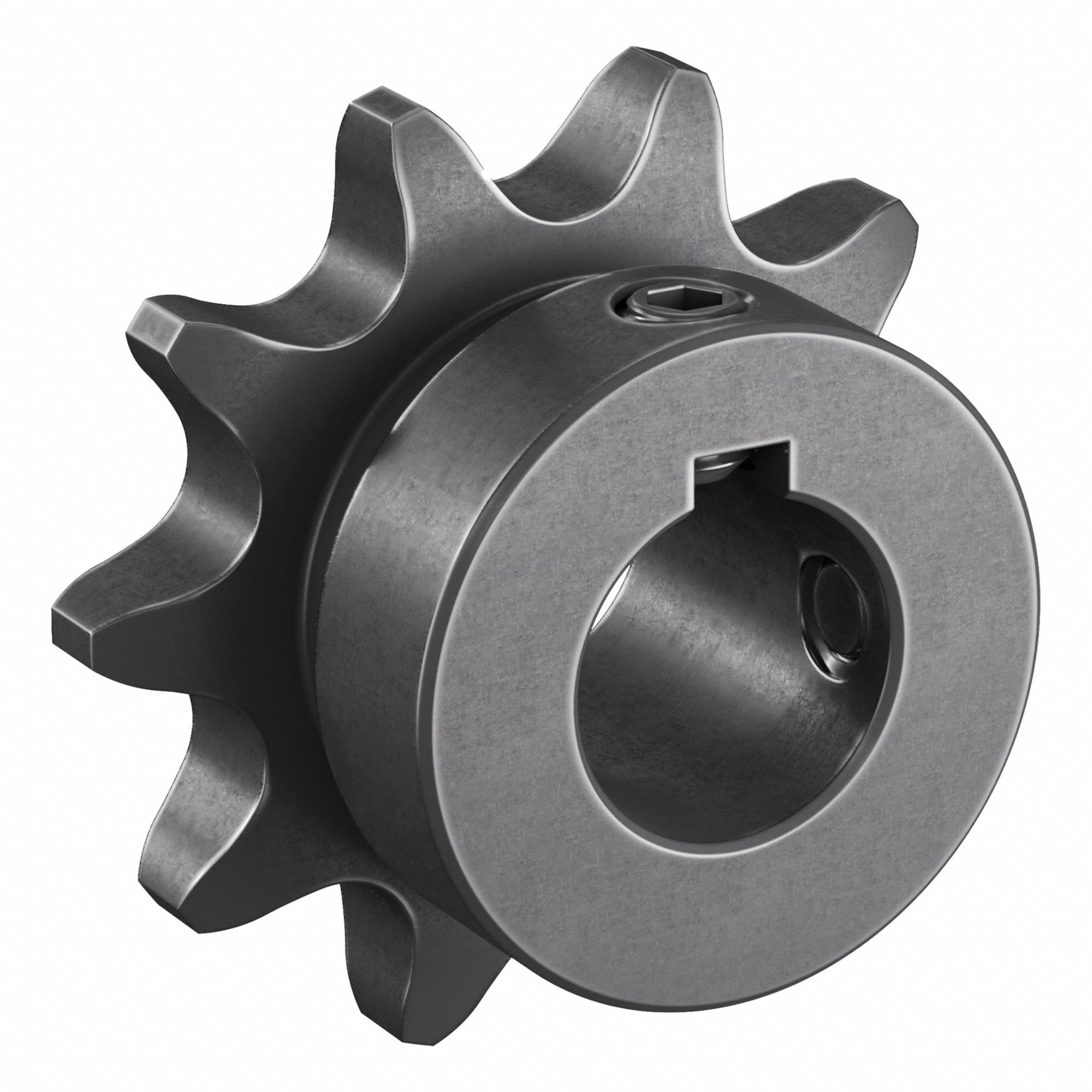 Roller Chain Sprocket: 41, For 1/2 in Chain Pitch, 5/8 in Bore Dia, 10 Teeth, Steel