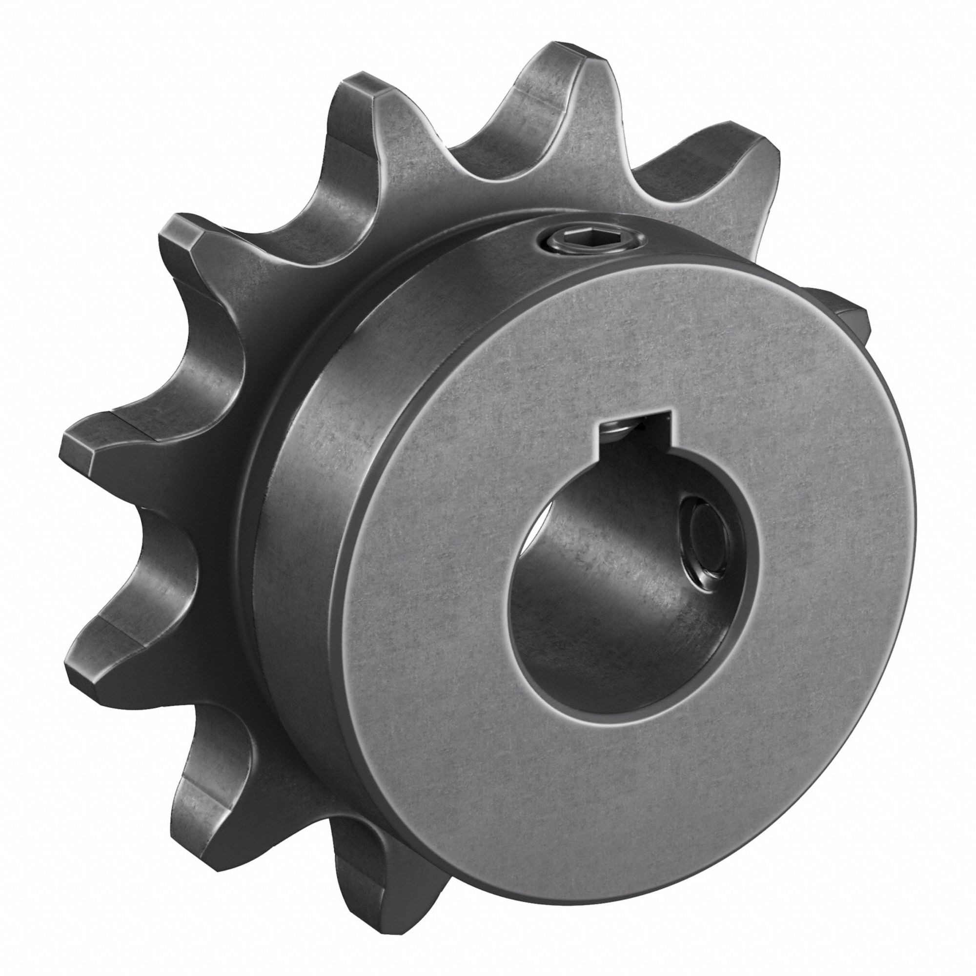 Roller Chain Sprocket: 41, For 1/2 in Chain Pitch, 5/8 in Bore Dia, 12 Teeth, Steel