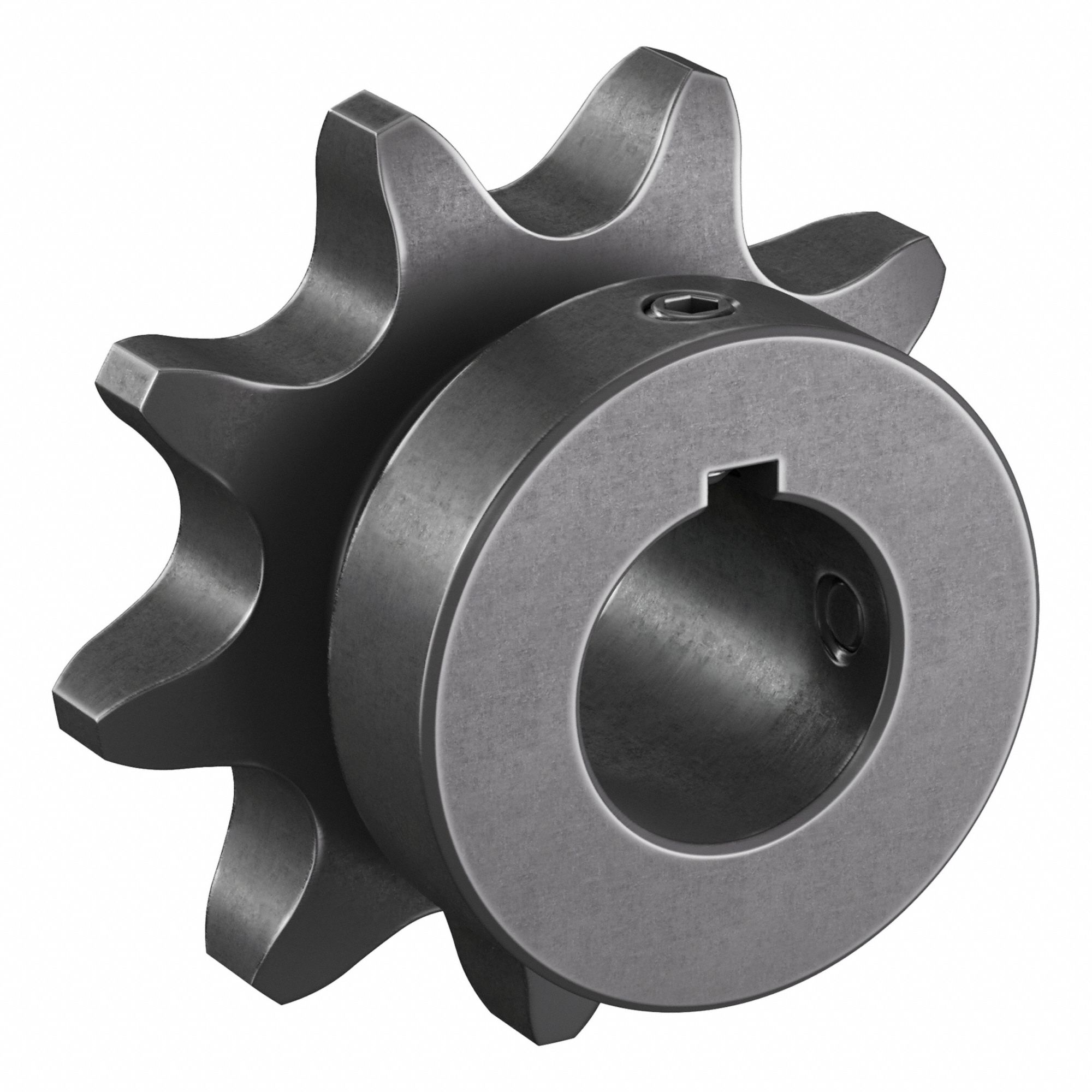 Roller Chain Sprocket: 80, For 1 in Chain Pitch, 1 1/8 in Bore Dia, 9 Teeth, Steel