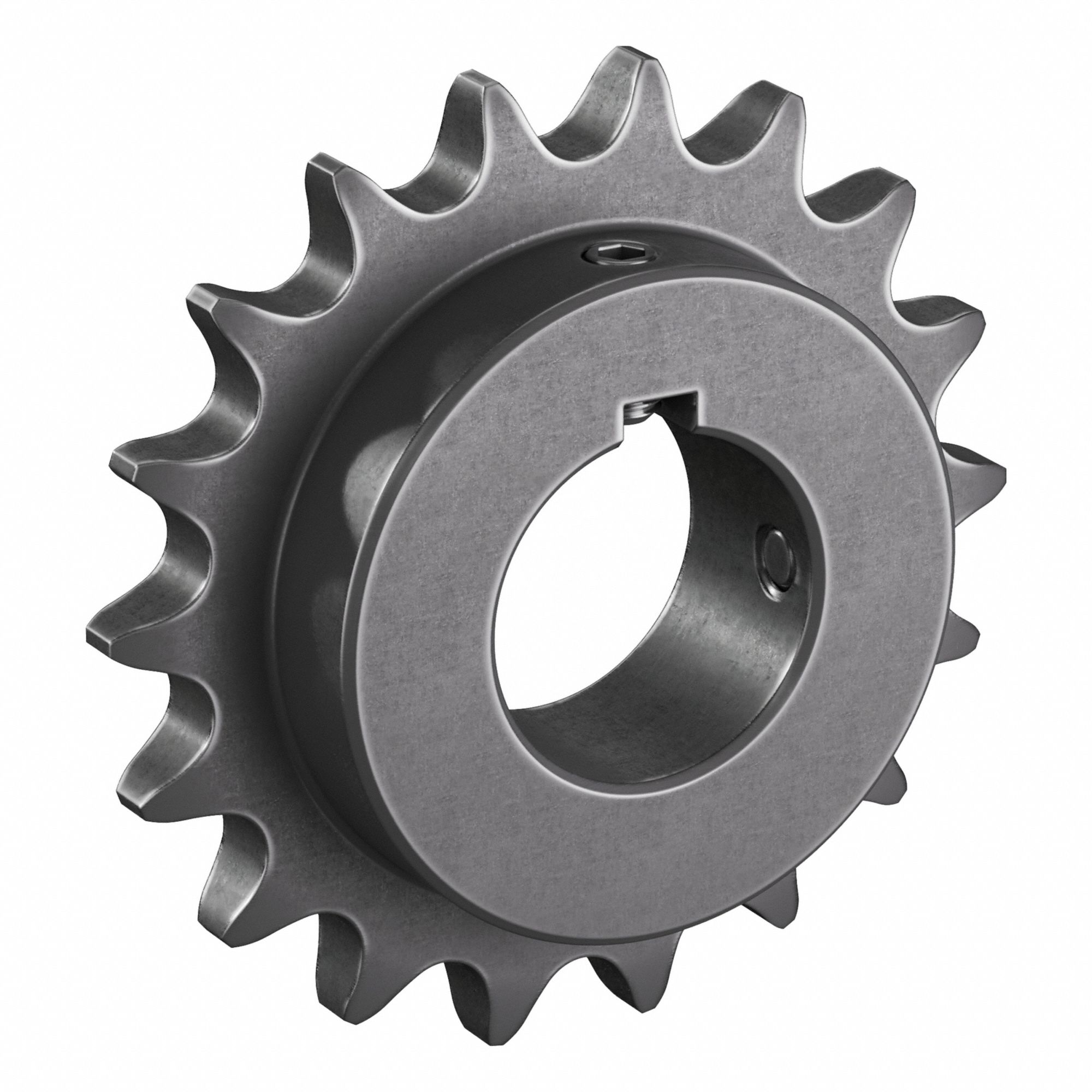 Roller Chain Sprocket: 80, For 1 in Chain Pitch, 2 3/16 in Bore Dia, 18 Teeth, Steel