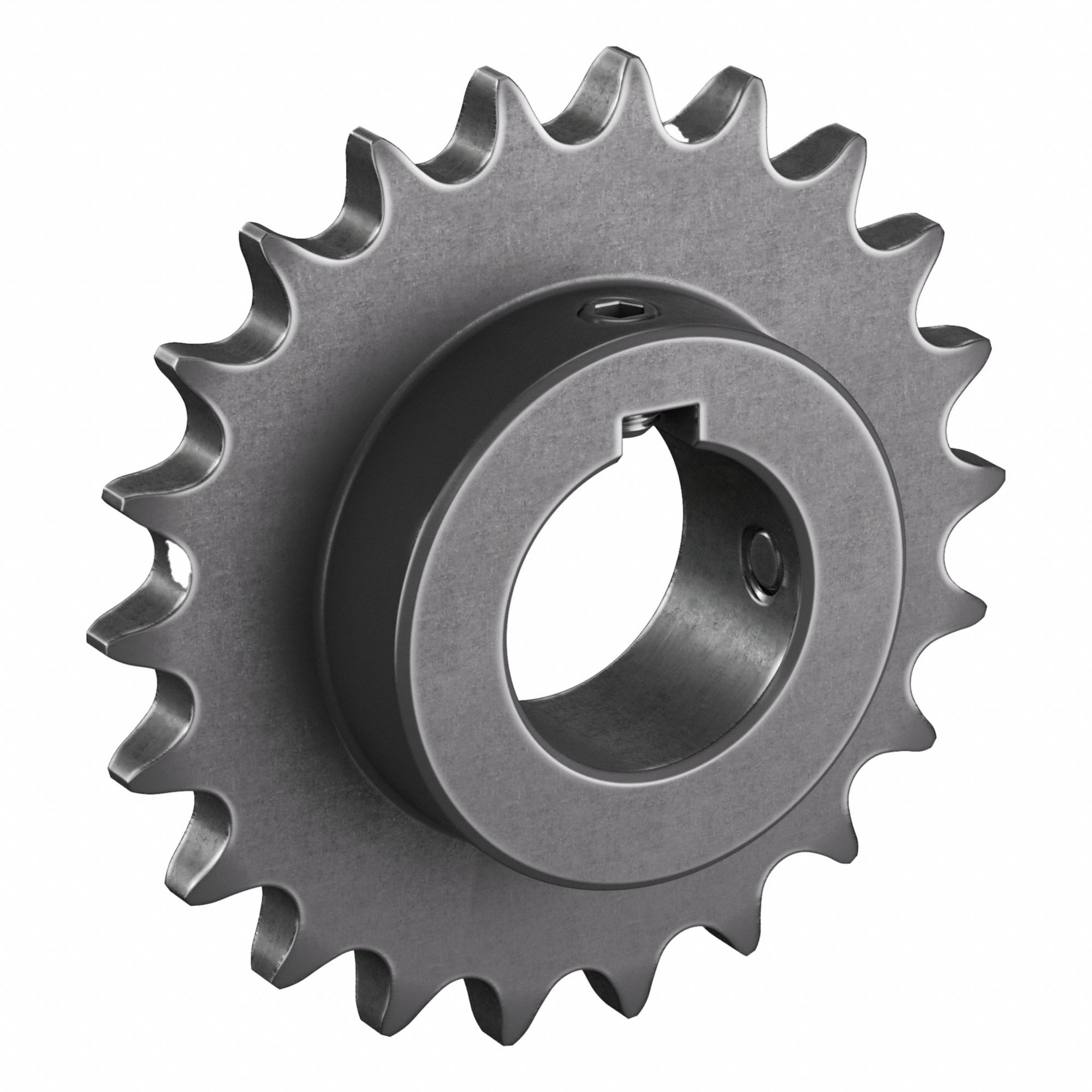 Roller Chain Sprocket: 80, For 1 in Chain Pitch, 2 7/16 in Bore Dia, 22 Teeth, Steel