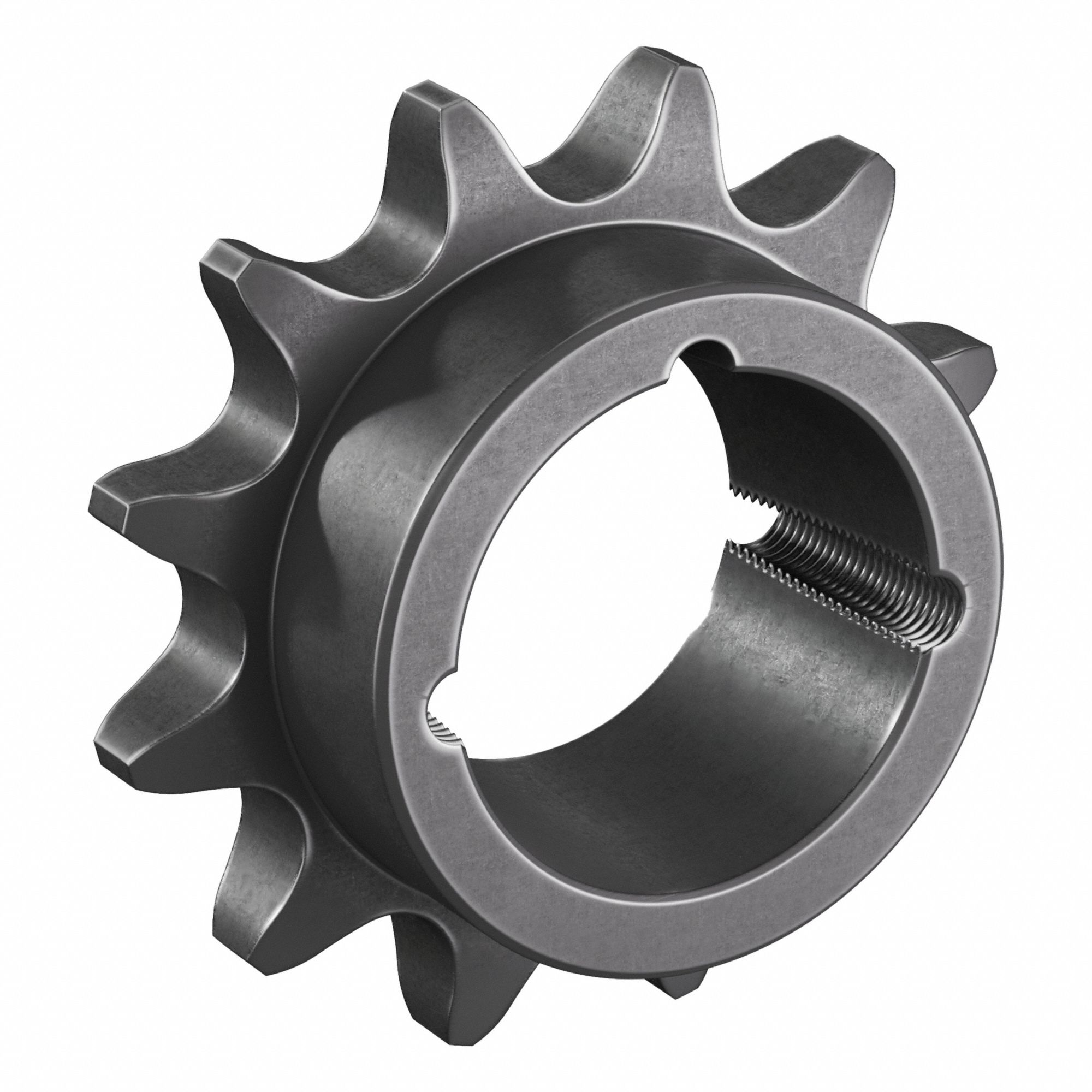 Bushed Roller Chain Sprocket: For 80 Chain, 12 Teeth, 3.864 in Pitch Dia, Steel