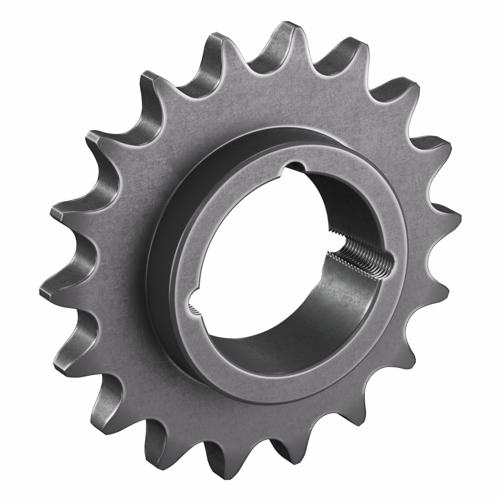 Bushed Roller Chain Sprocket: For 80 Chain, 18 Teeth, 5.759 in Pitch Dia, Steel