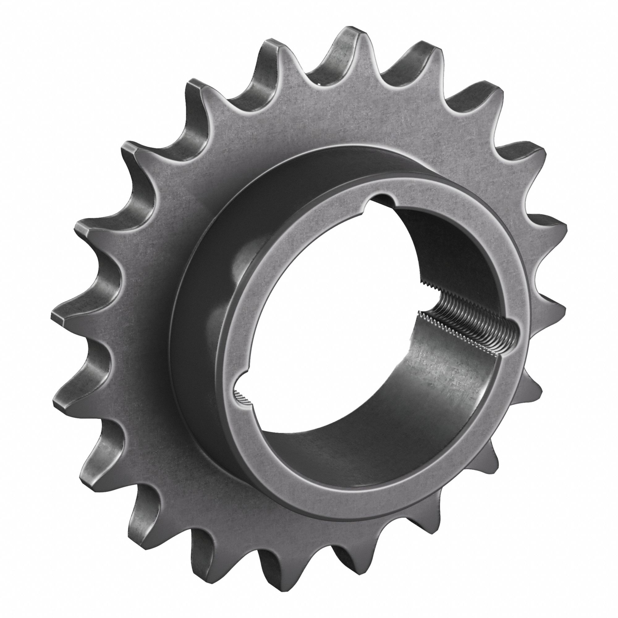Bushed Roller Chain Sprocket: For 80 Chain, 20 Teeth, 6.392 in Pitch Dia, Steel