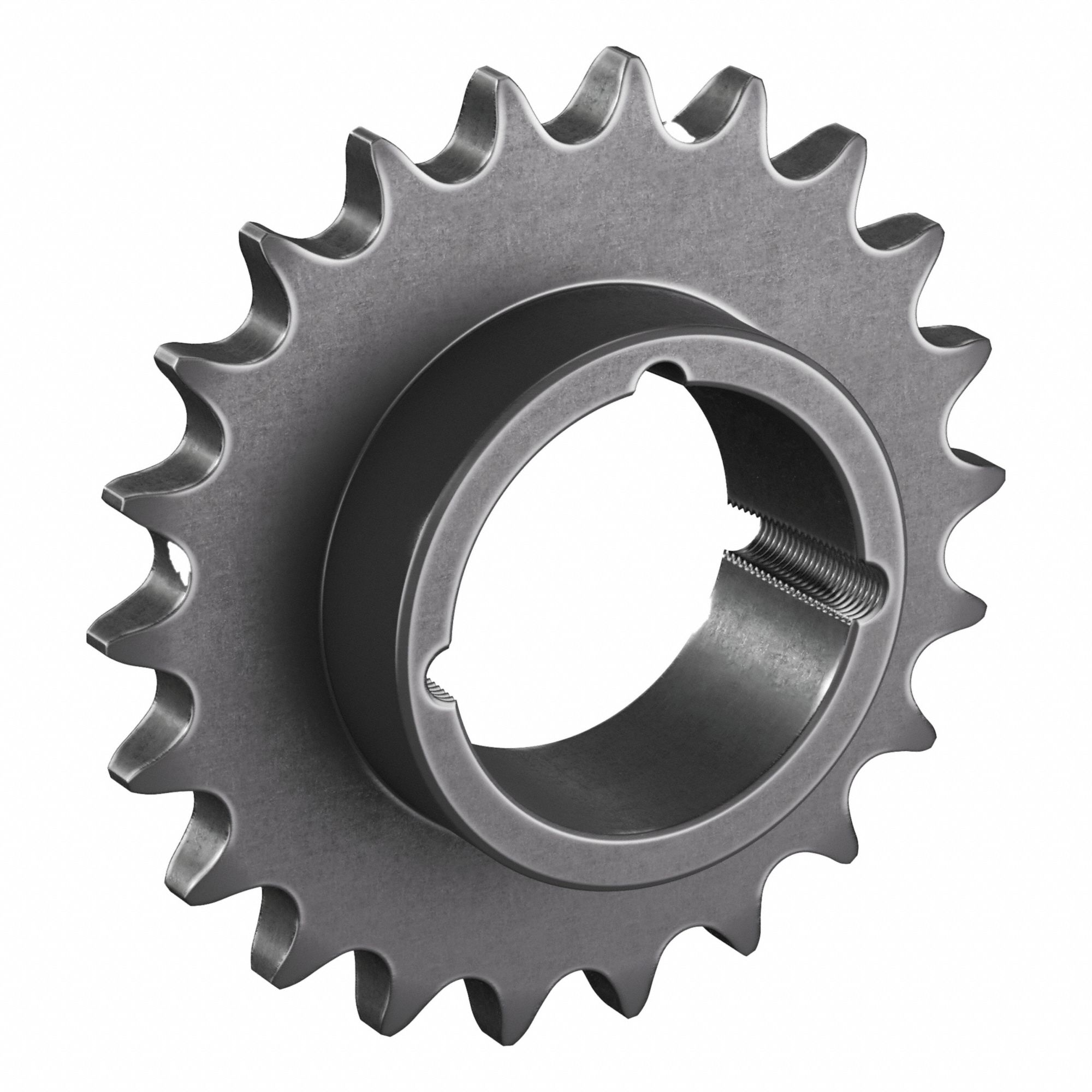 Bushed Roller Chain Sprocket: For 80 Chain, 22 Teeth, 7.027 in Pitch Dia, Steel