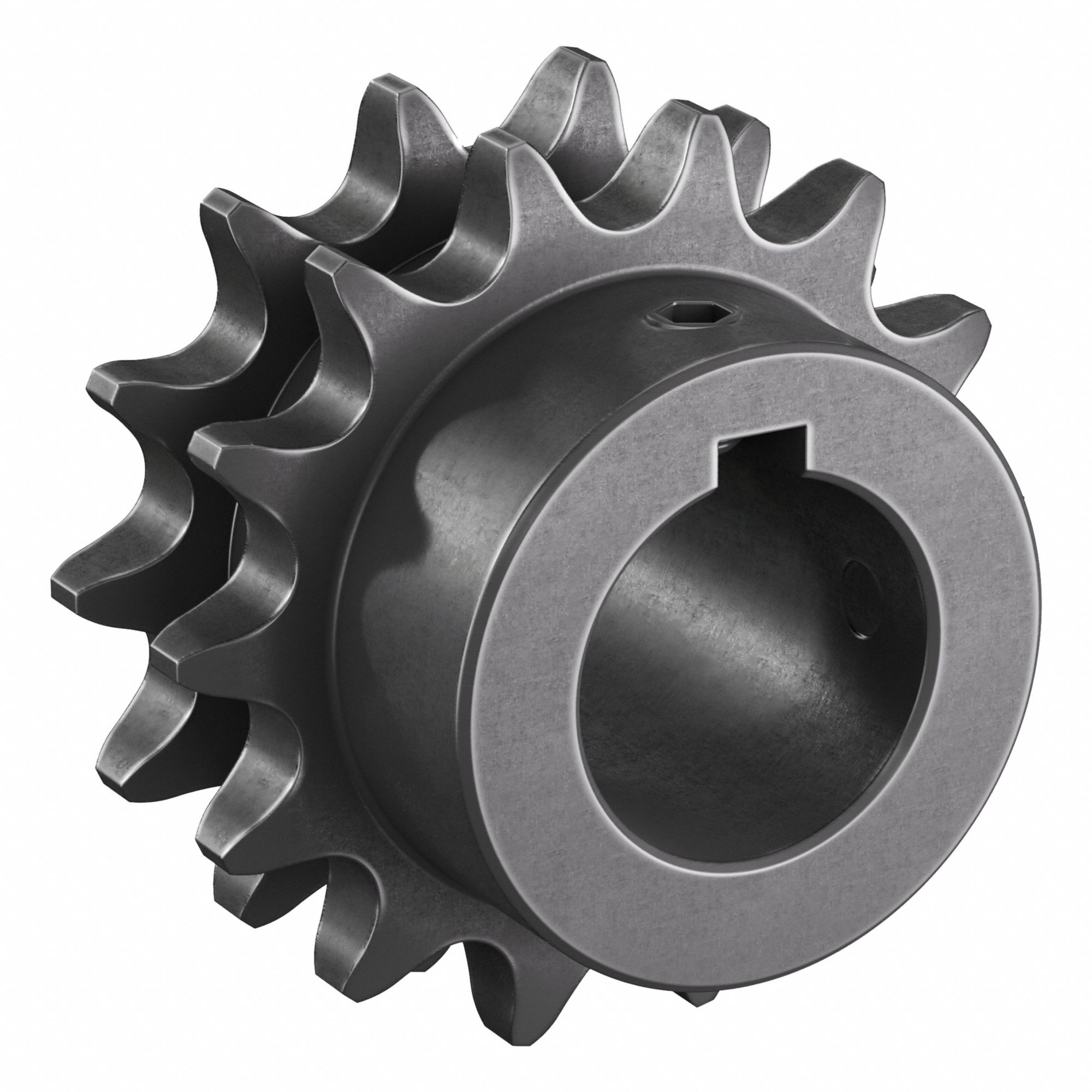 Roller Chain Sprocket: 40-2, For 1/2 in Chain Pitch, 1 in Bore Dia, 14 Teeth, Steel