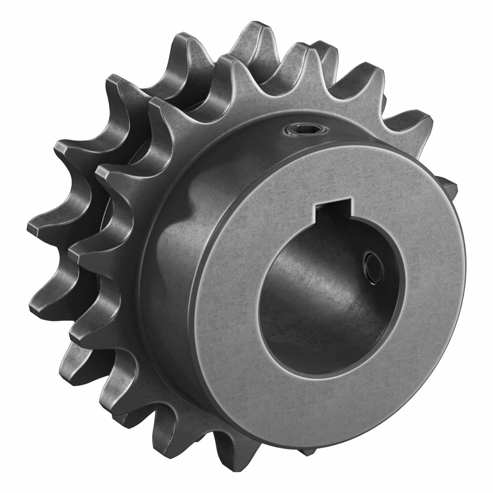 Roller Chain Sprocket: 40-2, For 1/2 in Chain Pitch, 1 in Bore Dia, 16 Teeth, Steel