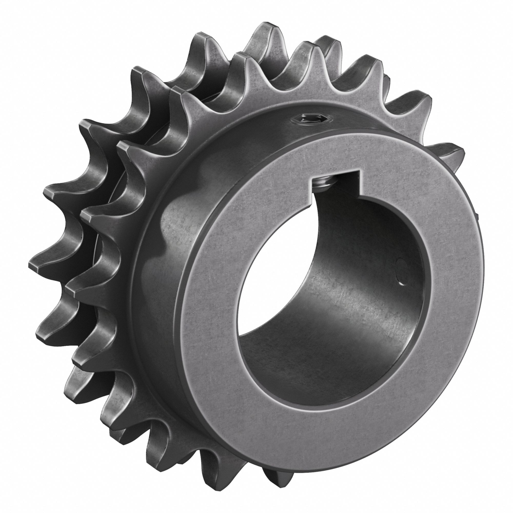 Roller Chain Sprocket: 40-2, For 1/2 in Chain Pitch, 1 1/2 in Bore Dia, 19 Teeth, Steel