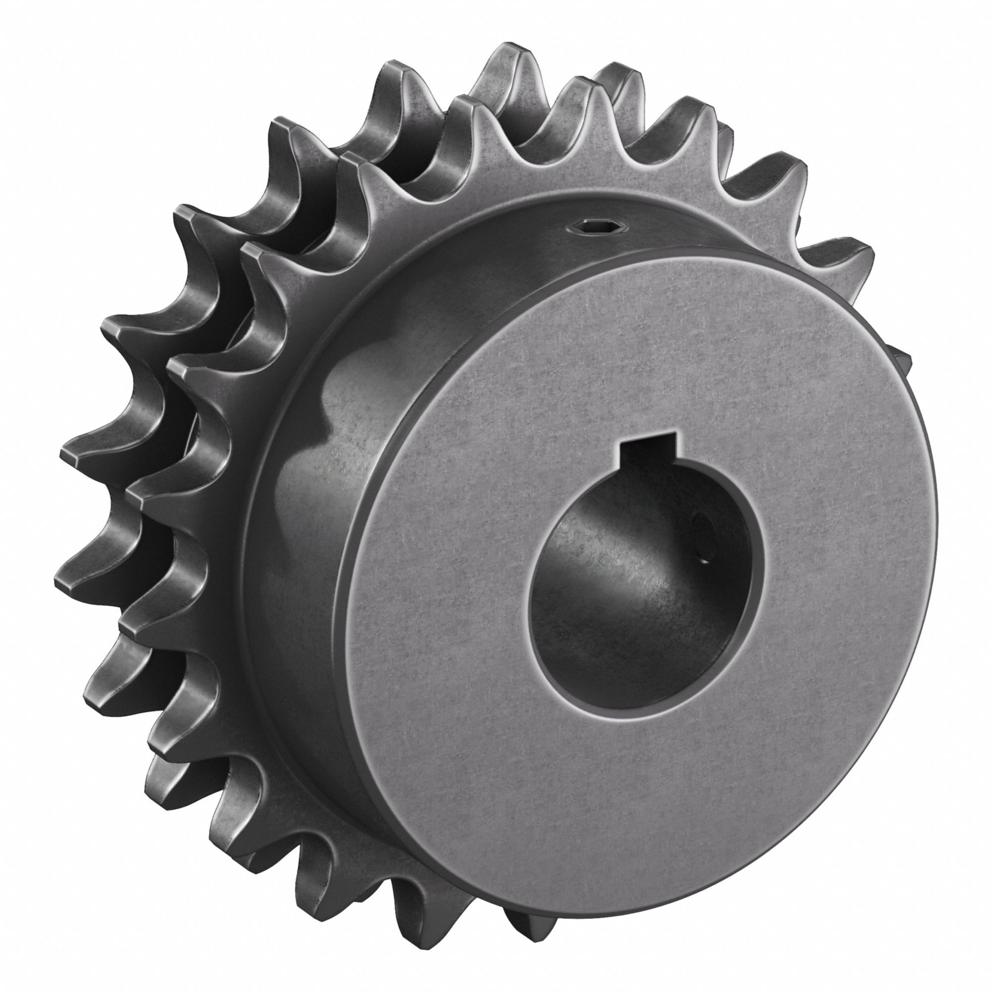 Roller Chain Sprocket: 40-2, For 1/2 in Chain Pitch, 1 in Bore Dia, 21 Teeth, Steel