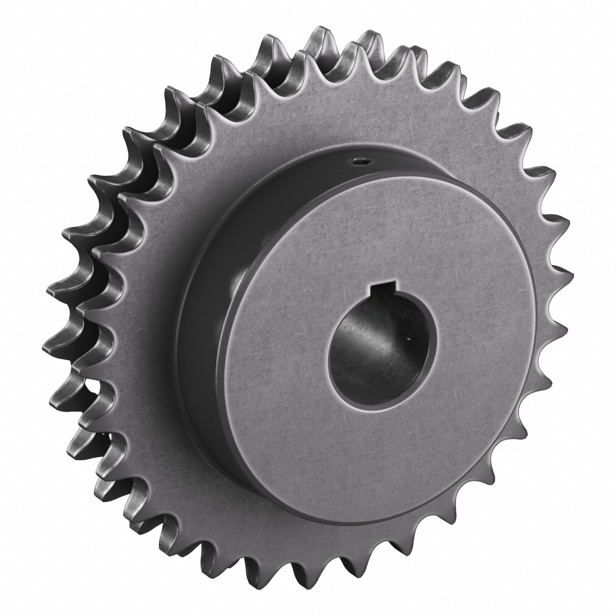 Roller Chain Sprocket: 40-2, For 1/2 in Chain Pitch, 1 in Bore Dia, 30 Teeth, Steel