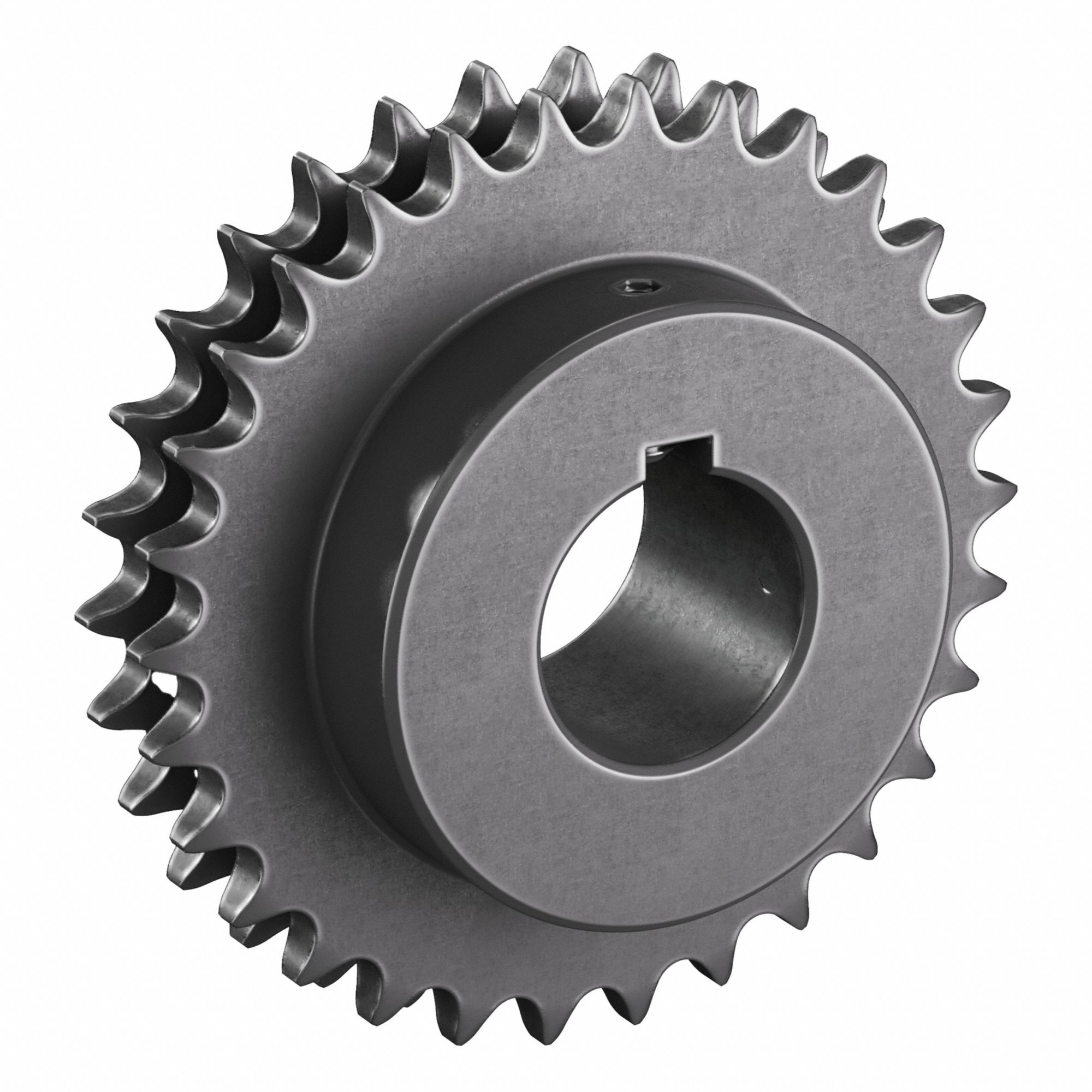 Roller Chain Sprocket: 40-2, For 1/2 in Chain Pitch, 1 1/2 in Bore Dia, 30 Teeth, Steel