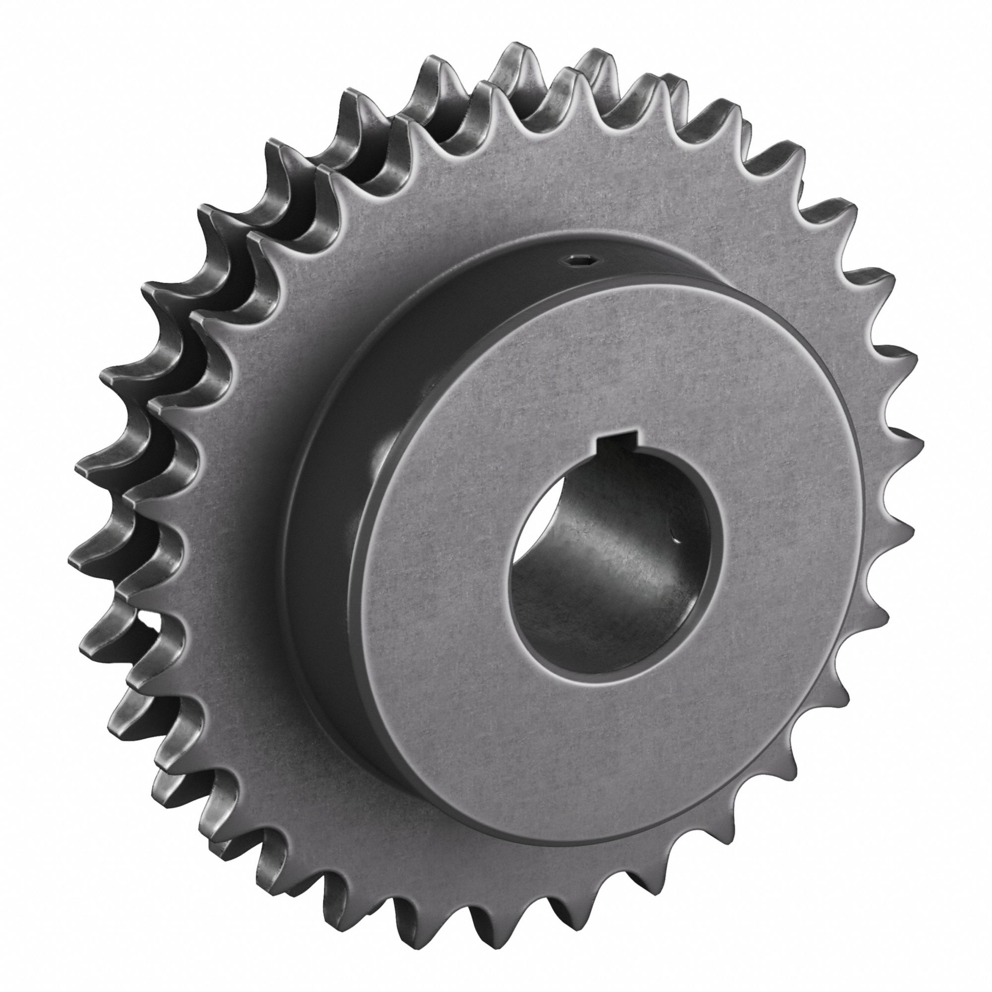 Roller Chain Sprocket: 40-2, For 1/2 in Chain Pitch, 1 1/4 in Bore Dia, 30 Teeth, Steel