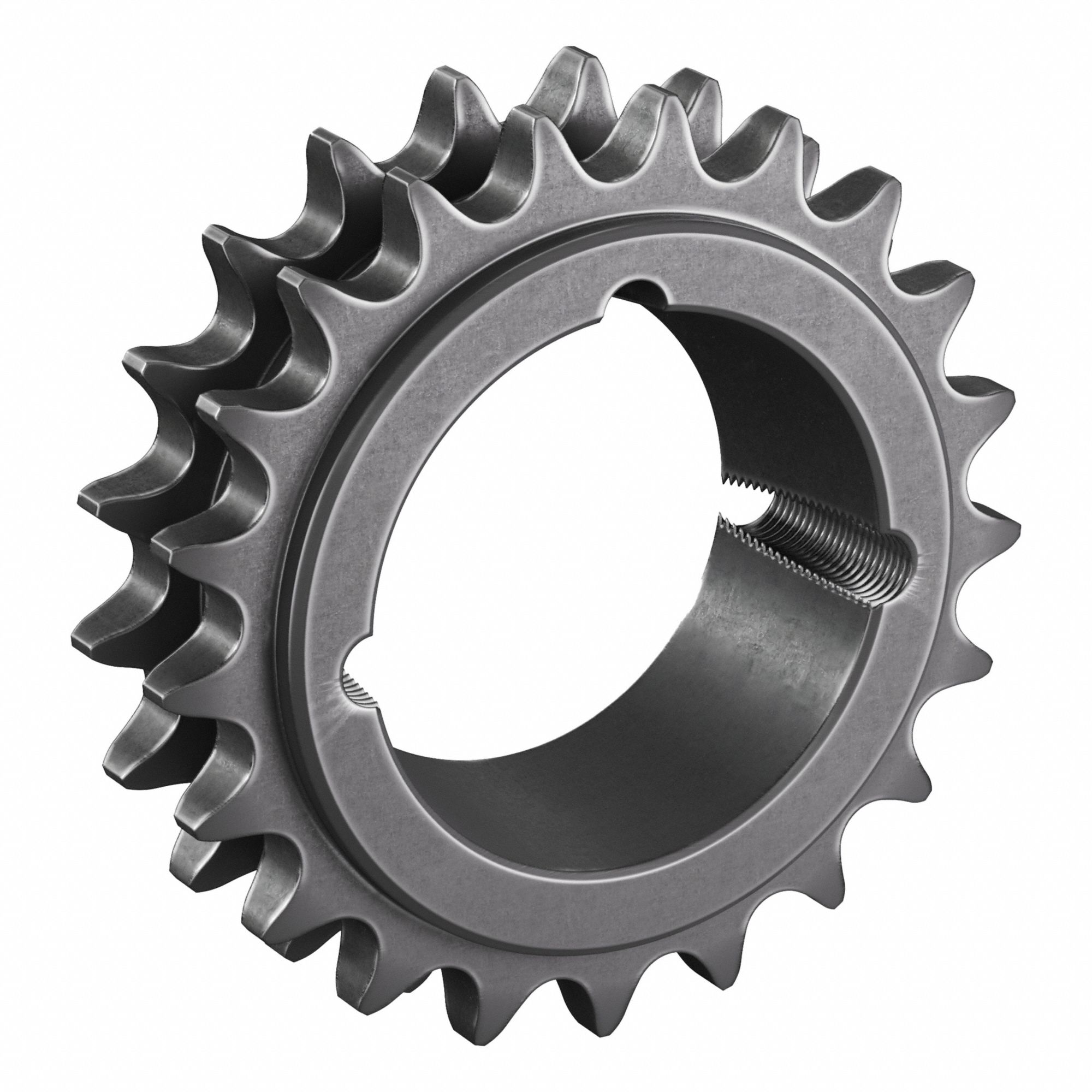 Bushed Roller Chain Sprocket: For 80-2 Chain, 21 Teeth, 6.71 in Pitch Dia, Steel