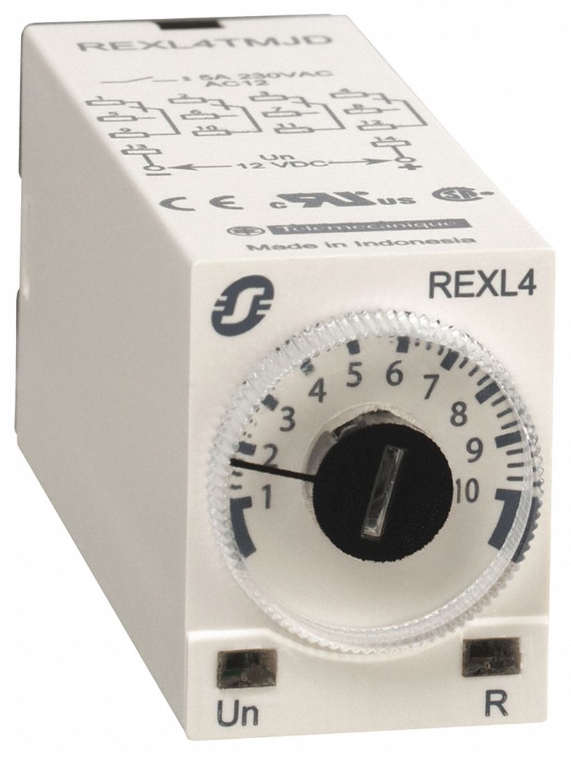 SCHNEIDER ELECTRIC Time Delay Relay 12 Pins Relay, Rotary Dip Switch