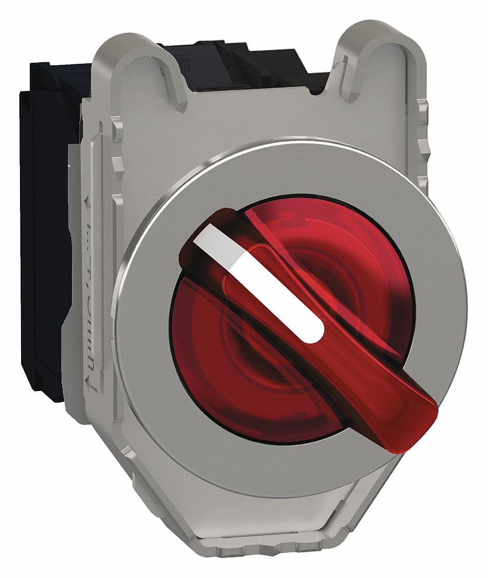 Selector Switch: 30 mm Panel Mounting Size, 2 Positions, Short Lever, 1NO/1NC