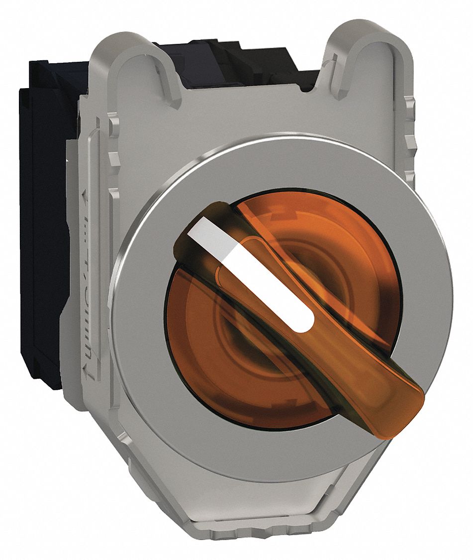 Selector Switch: 30 mm Panel Mounting Size, 2 Positions, Short Lever, 1NO/1NC