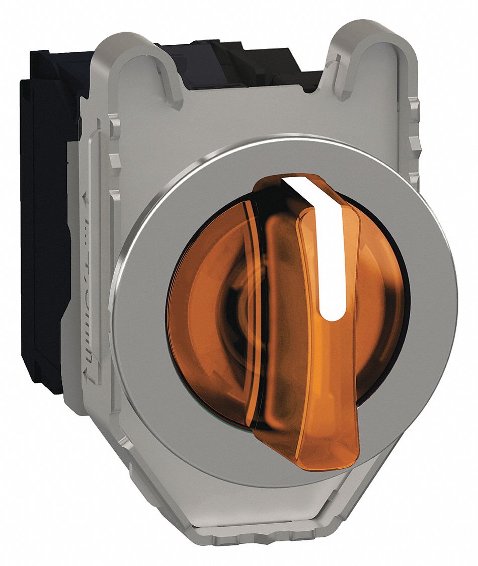 Selector Switch: 30 mm Panel Mounting Size, 3 Positions, Short Lever, 1NO/1NC