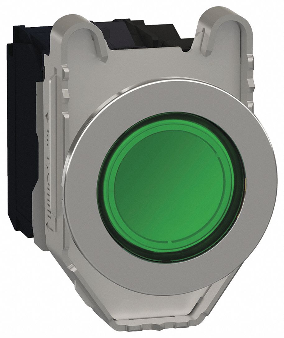 Illuminated Push Button: Illuminated, Flush Profile, Metallic, 30 mm, 1NO/1NC