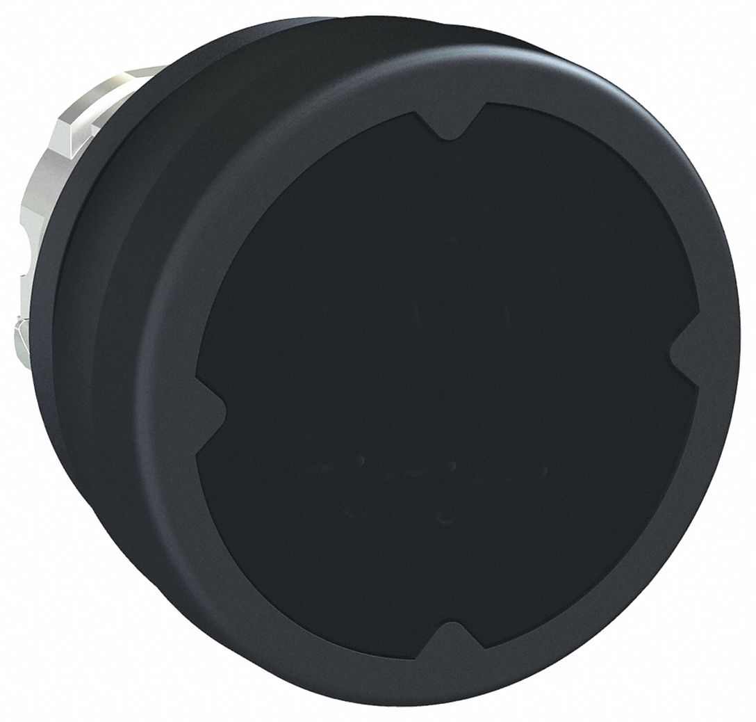 Push Button Head: 22 mm Panel Size, Illuminated, Metallic, Black