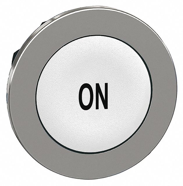 Push Button Head: 30 mm Panel Size, Non-Illuminated, Metallic, On, White