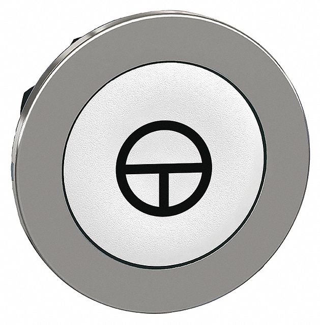Push Button Head: 30 mm Panel Size, Non-Illuminated, Metallic, T, White