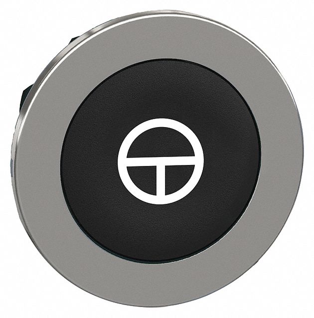 Push Button Head: 30 mm Panel Size, Non-Illuminated, Metallic, T, Black