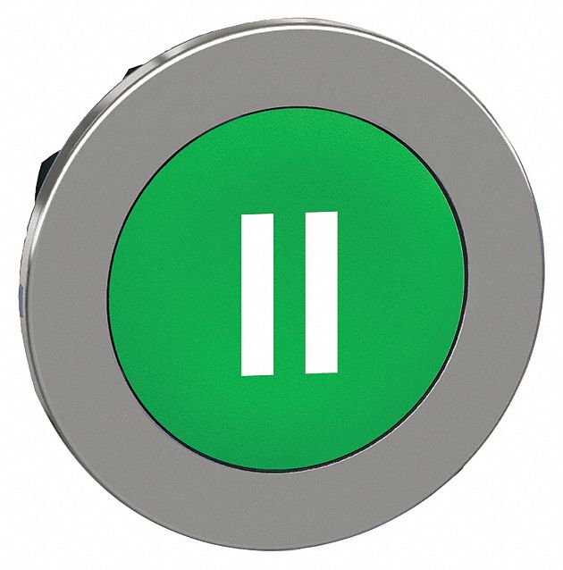 Push Button Head: 30 mm Panel Size, Non-Illuminated, Metallic, II, Green