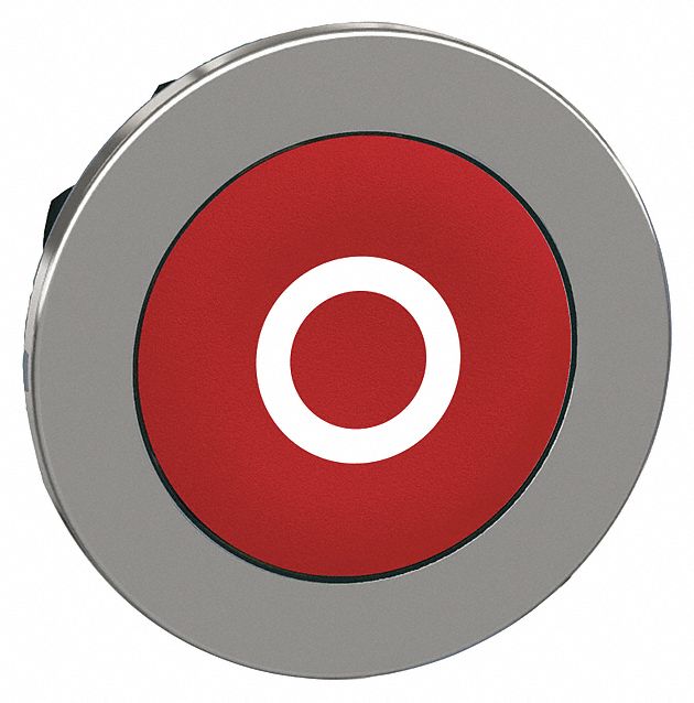 Push Button Head: 30 mm Panel Size, Non-Illuminated, Metallic, O, Red