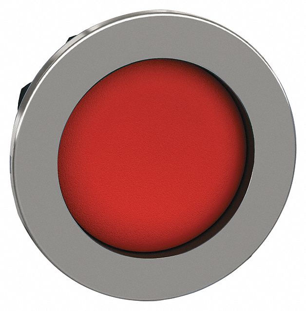 Push Button Head: 30 mm Panel Size, Non-Illuminated, Metallic, Red