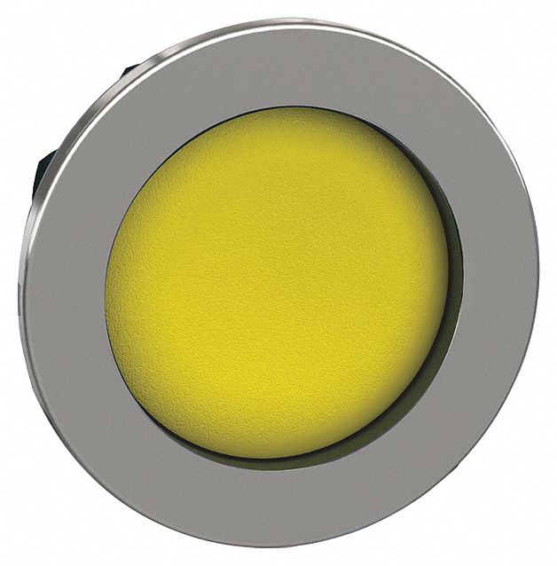 Push Button Head: 30 mm Panel Size, Non-Illuminated, Metallic, Yellow
