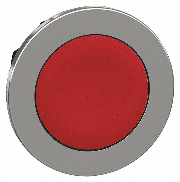 Flush Push Button: Red, 30 mm Mounting Size, Metallic, Maintained