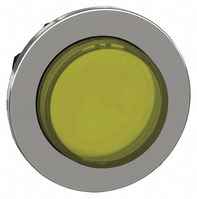 Extended Push Button: Yellow, 30 mm Mounting Size, Metallic, Maintained