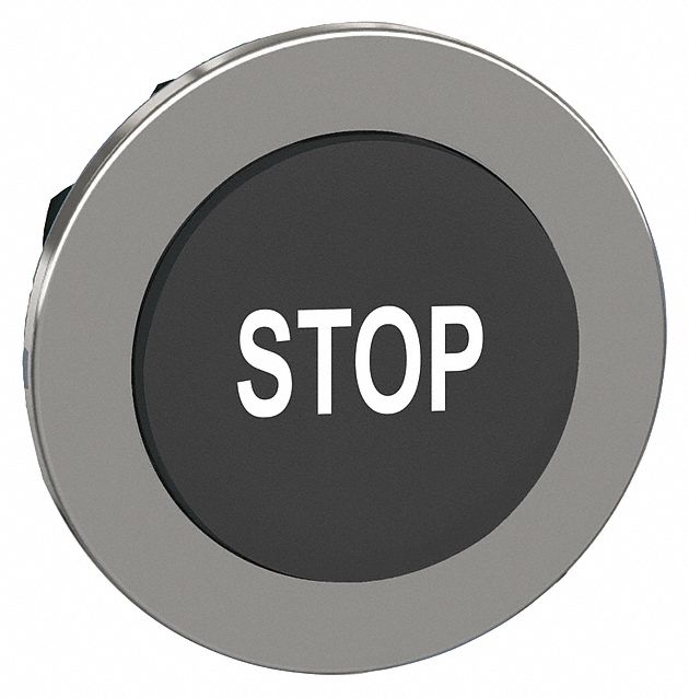 Extended Push Button: Black, 30 mm Mounting Size, Metallic, Momentary