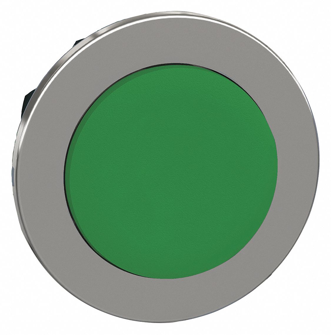 Extended Push Button: Green, 30 mm Mounting Size, Metallic, Momentary