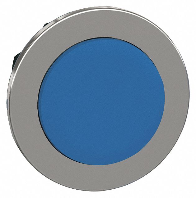 Extended Push Button: Blue, 30 mm Mounting Size, Metallic, Momentary