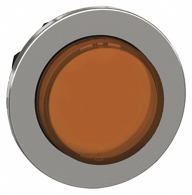 Extended Push Button: Orange, 30 mm Mounting Size, Metallic, Momentary