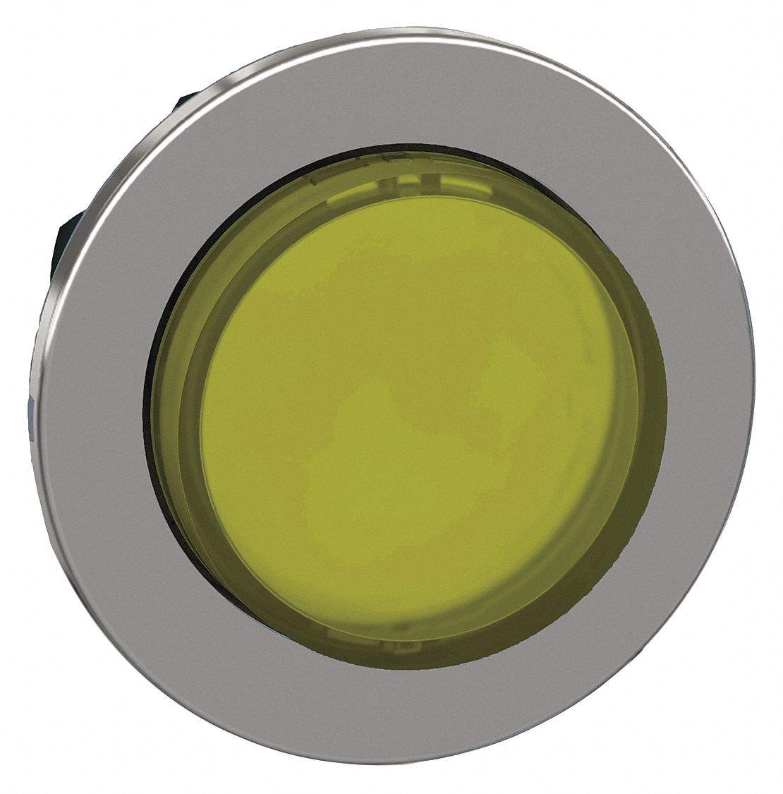 Extended Push Button: Yellow, 30 mm Mounting Size, Metallic, Momentary