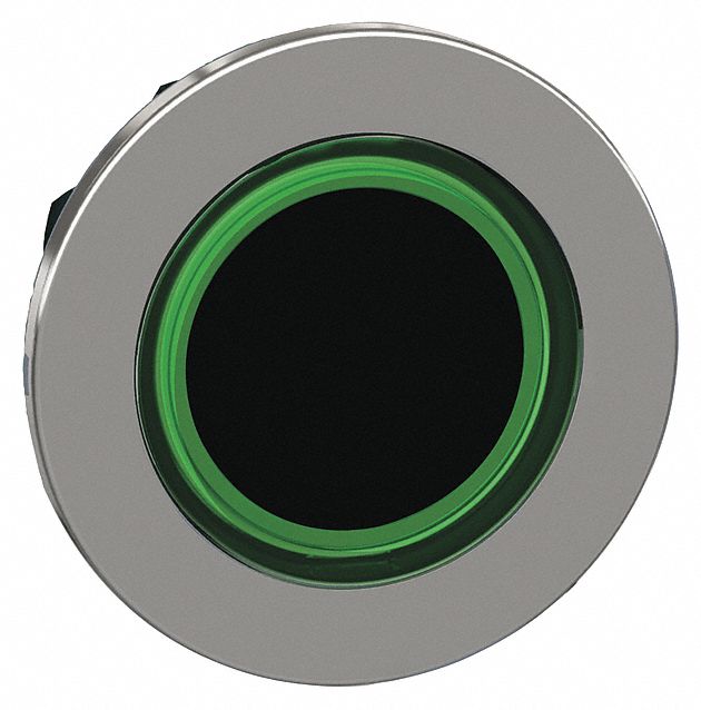 Flush Push Button: Green, 30 mm Mounting Size, Metallic, Momentary