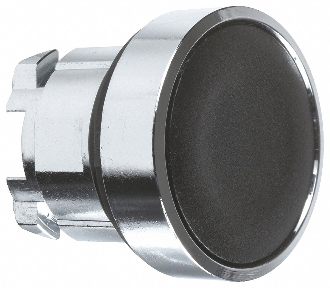 Push Button Head: 22 mm Panel Size, Non-Illuminated, Metallic, Black