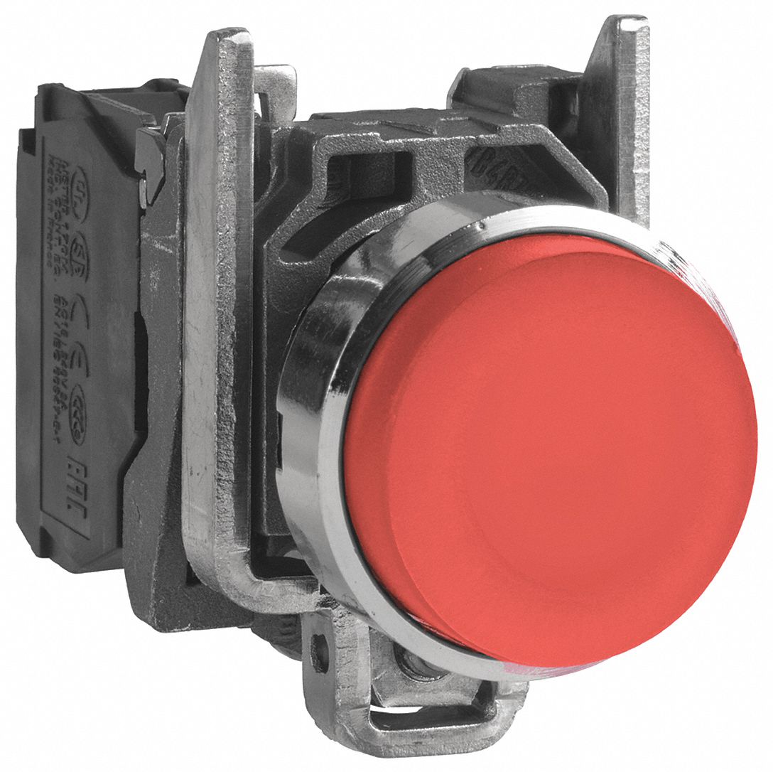 Flush Push Button Operator: Non-Illuminated, Flush Profile, Metallic, 22 mm, 1NO
