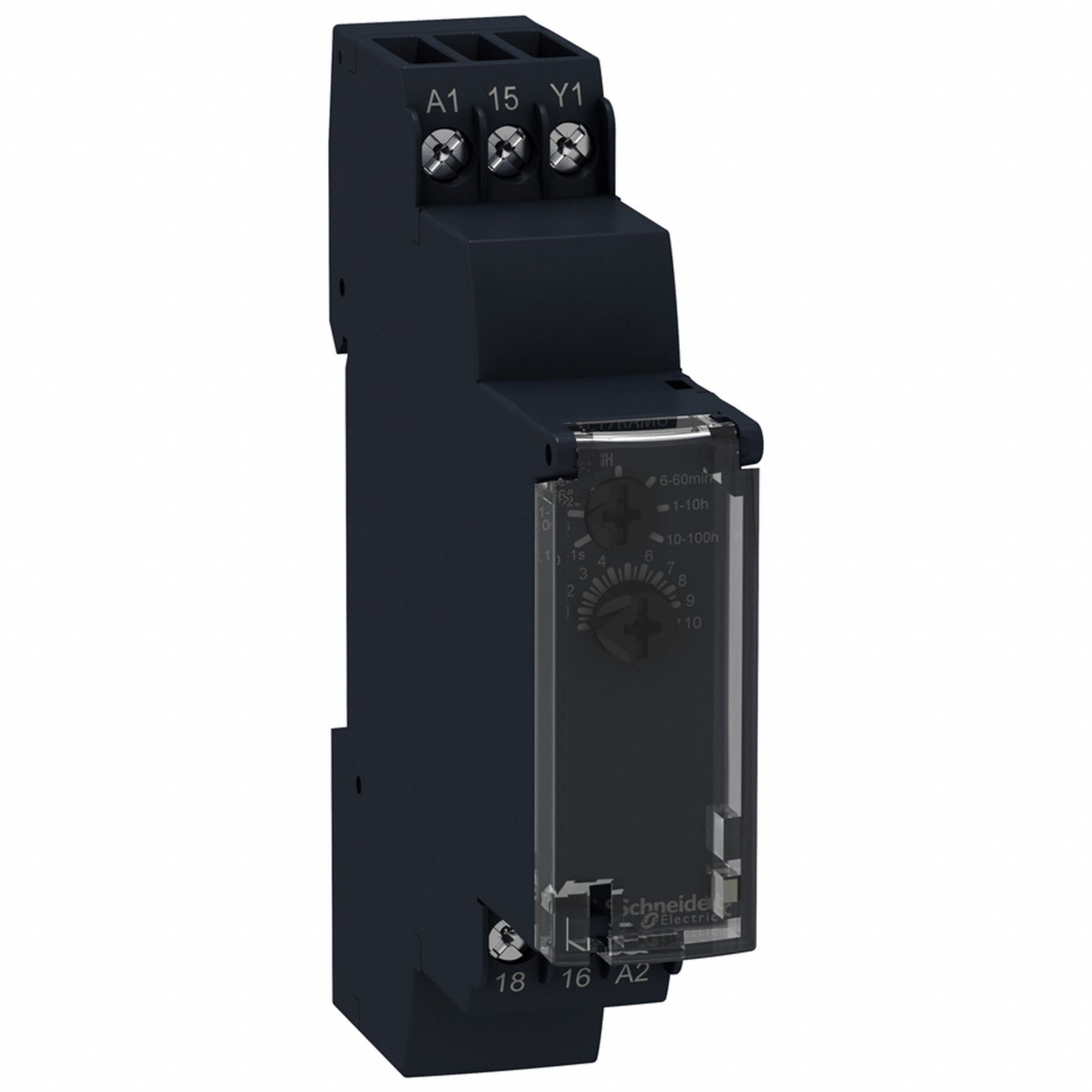 Time Delay Relay: DIN-Rail Mounted, 240V AC, 0.7 A, 6 Pins/Terminals, 1 sec – 100 hr